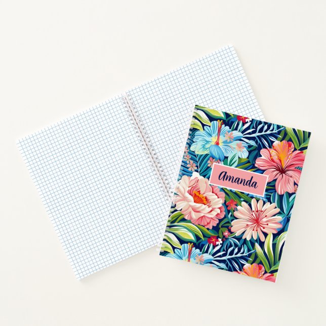Cuaderno Patrón floral de flores tropicales botánicas de ve (Interior)
