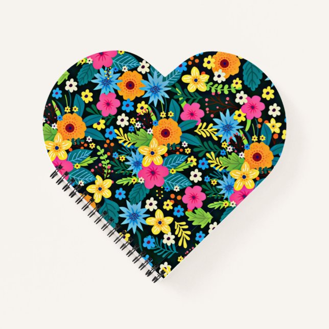 Cuaderno Patrón floral de flores vibrantes Ditsy-43785 (Anverso)
