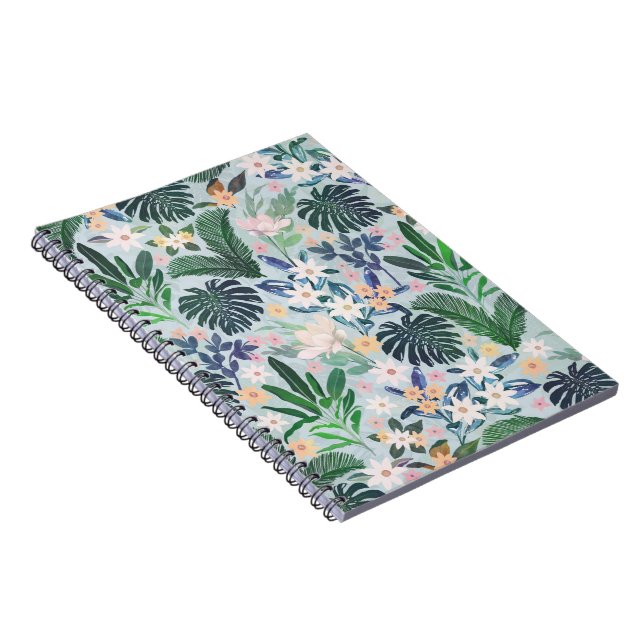 Cuaderno Patrón floral de follaje tropical (Lado Derecho)