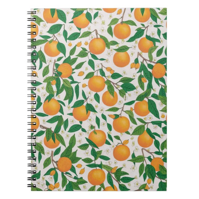 Cuaderno Patrón floral de frutas de cítricos Naranjas de ve (Frente)