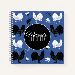 Cuaderno Patrón Floral de Granjas Dibujado a Mano de Gallos