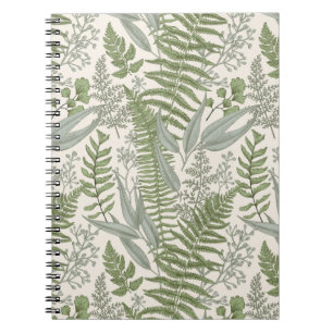 Cuaderno Patrón floral de Green Leafy Garden