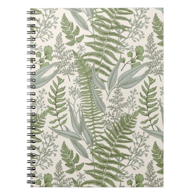 Cuaderno Patrón floral de Green Leafy Garden (Frente)