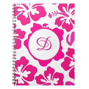 Cuaderno Patrón floral de Hibiscus en Hawaii tropical rosa