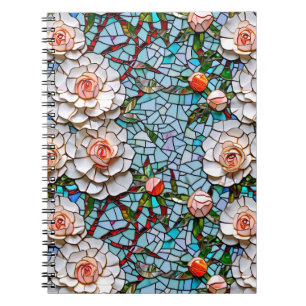 Cuaderno Patrón floral de imitación de mosaico de Bonito