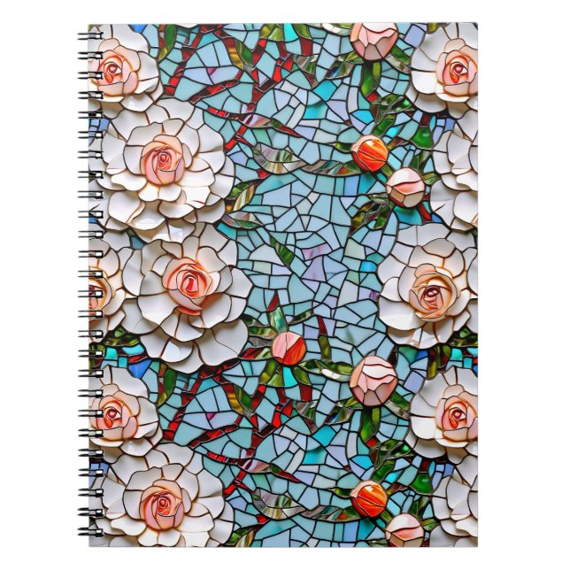 Cuaderno Patrón floral de imitación de mosaico de Bonito (Frente)