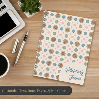 Cuaderno Patrón floral de inspiración babilónica pastel