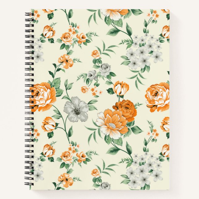 Cuaderno Patrón floral de jardín amarillo suave (Anverso)