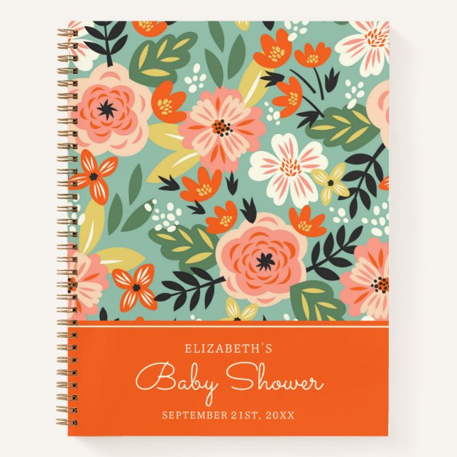 Cuaderno Patrón floral de jardín | BABY SHOWER (Anverso)