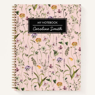 Cuaderno Patrón Floral de Jardín de Flores Silvestres Perso