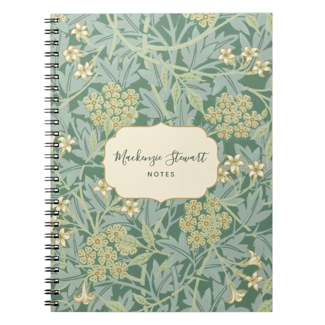 Cuaderno Patrón floral de jazmín verde (Frente)