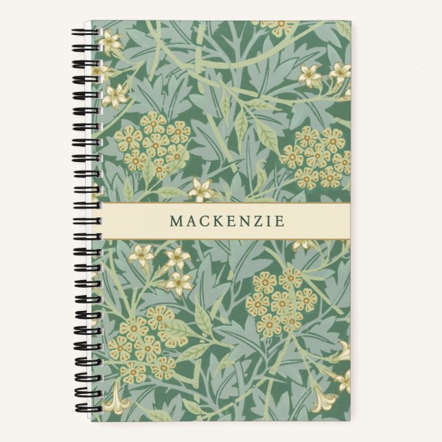 Cuaderno Patrón floral de jazmín verde (Anverso)