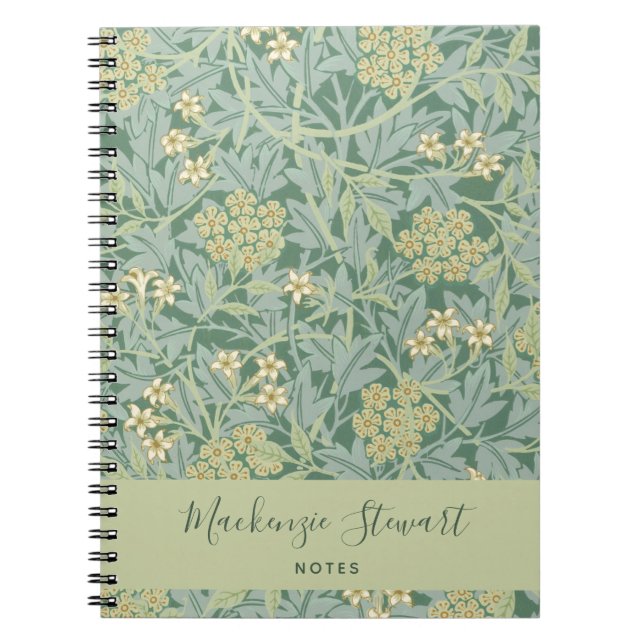 Cuaderno Patrón floral de jazmín verde (Frente)