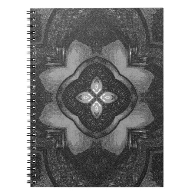 Cuaderno Patrón floral de lápiz negro gris (Frente)