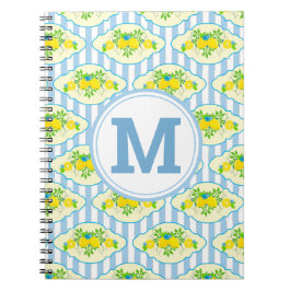 Cuaderno Patrón floral de lémones amarillos y azules de ver