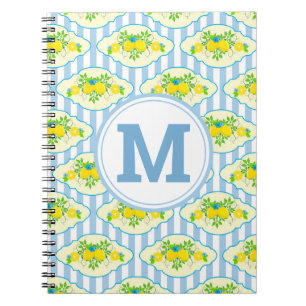 Cuaderno Patrón floral de lémones amarillos y azules de ver