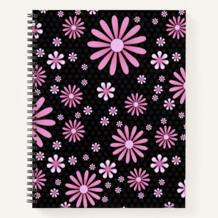 Cuaderno Patrón floral de margarita con flores rosadas y en