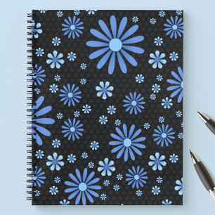 Cuaderno Patrón floral de margarita de poder de flor azul