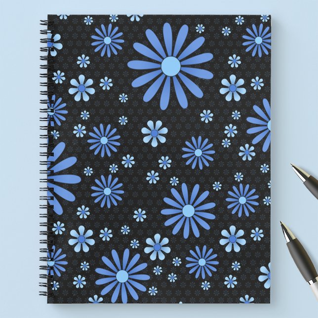 Cuaderno Patrón floral de margarita de poder de flor azul (Subido por el creador)