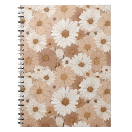 Cuaderno Patrón floral de margarita en tonos terrosos boho