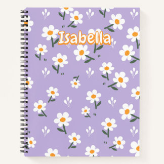 Cuaderno Patrón floral de margarita lavanda sin costuras