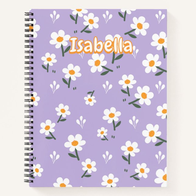 Cuaderno Patrón floral de margarita lavanda sin fisuras (Anverso)
