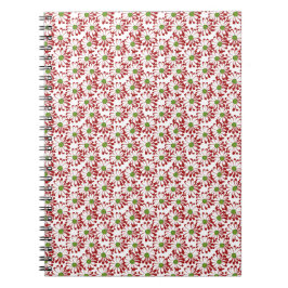 Cuaderno Patrón floral de margarita roja y verde navidad
