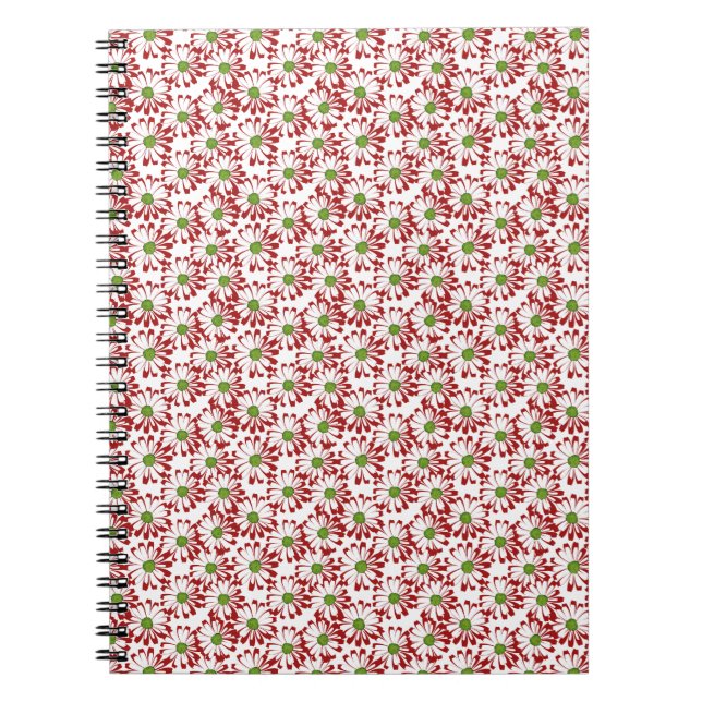 Cuaderno Patrón floral de margarita roja y verde navidad (Frente)