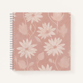 Cuaderno Patrón floral de margarita rosa rubor