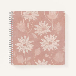 Cuaderno Patrón floral de margarita rosa rubor