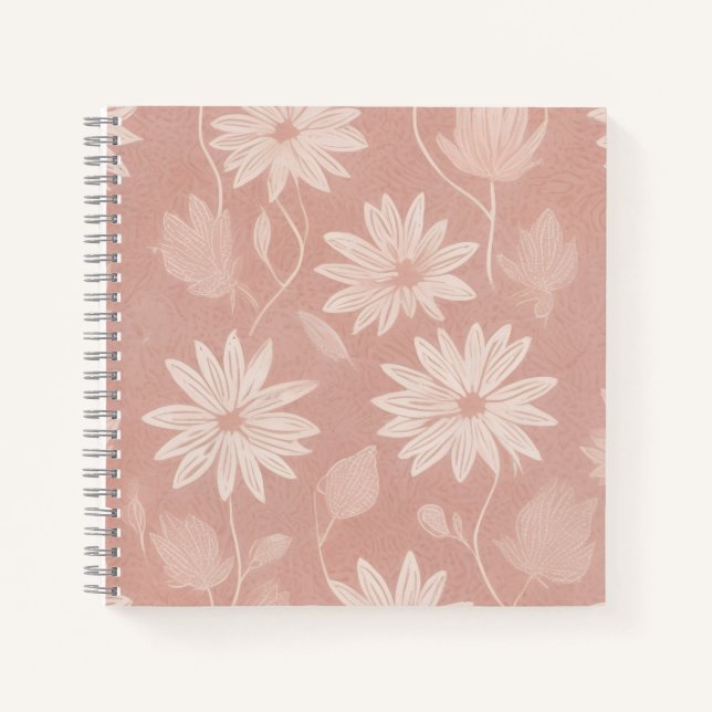 Cuaderno Patrón floral de margarita rosa rubor (Anverso)