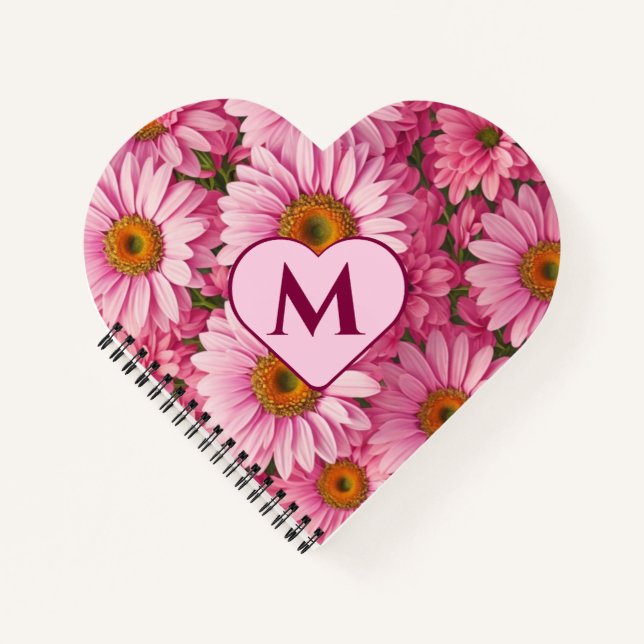 Cuaderno Patrón floral de margaritas rosa retro (Anverso)