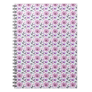 Cuaderno Patrón floral de mariposa morada Cottagecore lindo
