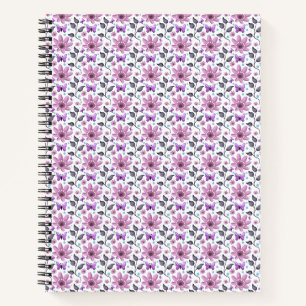 Cuaderno Patrón floral de mariposa morada Cottagecore lindo