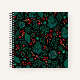Cuaderno Patrón floral de Navidades de acuarela | Portátil