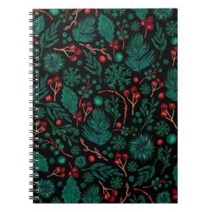 Cuaderno Patrón floral de Navidades de acuarela Portátil