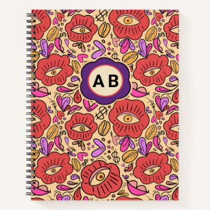 Cuaderno Patrón Floral de Ojo Afortunado