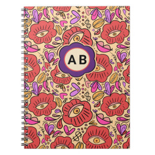 Cuaderno Patrón Floral de Ojo Afortunado
