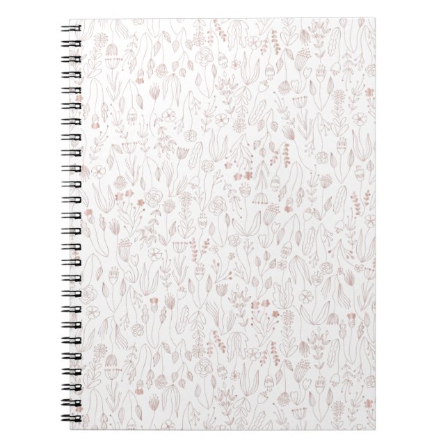 Cuaderno Patrón floral de oro rosa (Frente)