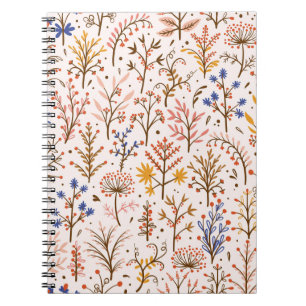 Cuaderno Patrón floral de otoño sin soldadura. Plantas Dood