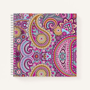 Cuaderno Patrón floral de paíslí boho vibrante   Arte color