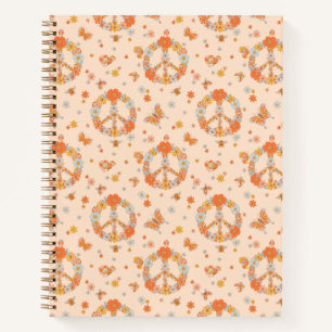 Cuaderno Patrón floral de paz naranja