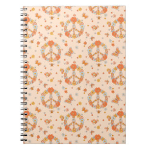 Cuaderno Patrón floral de paz naranja