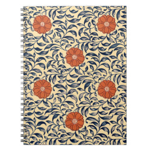 Cuaderno Patrón Floral de Peonía China Art Nouveau Antiguo