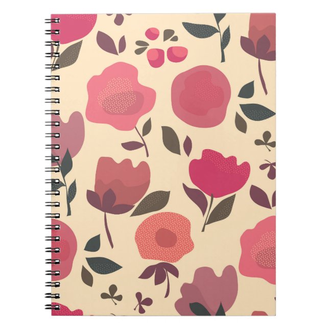 Cuaderno Patrón Floral De Polvo Estilo Boho. (Frente)