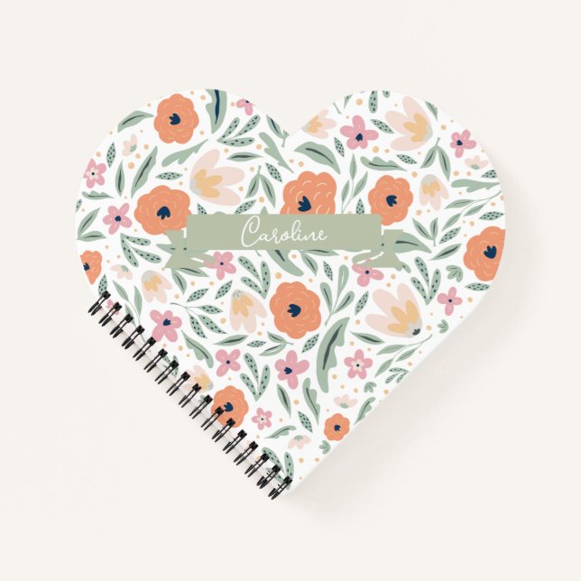 Cuaderno Patrón floral de primavera de Pastel (Anverso)