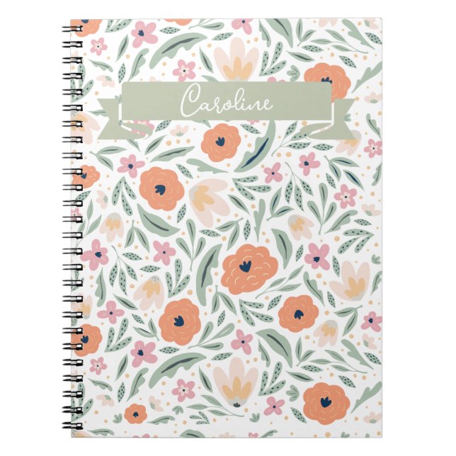 Cuaderno Patrón floral de primavera de Pastel (Frente)