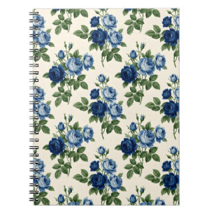 Cuaderno Patrón floral de rosa azul