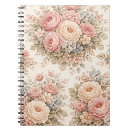 Cuaderno Patrón floral de rosa vintage | Pastel elegante