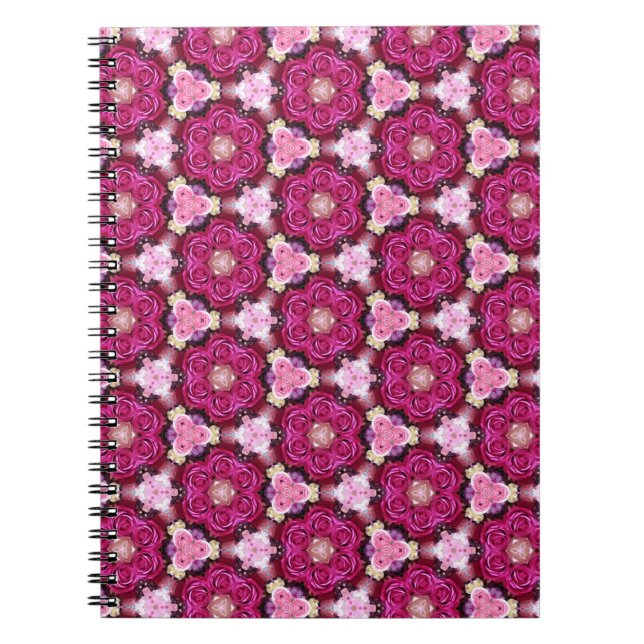 Cuaderno Patrón floral de rosas rosadas (Frente)